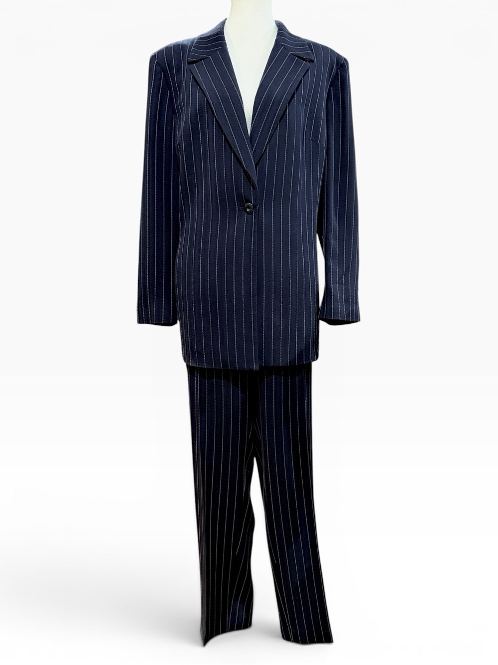 Dana Buchman Dark Navy Pinstripe Women's Suit - Blazer and Pants - Size 16